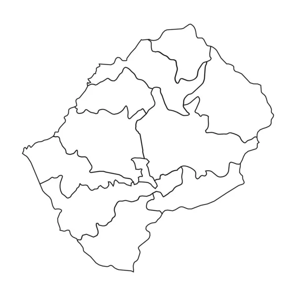 Overzicht Schets Kaart Van Lesotho Met Staten Steden — Stockvector