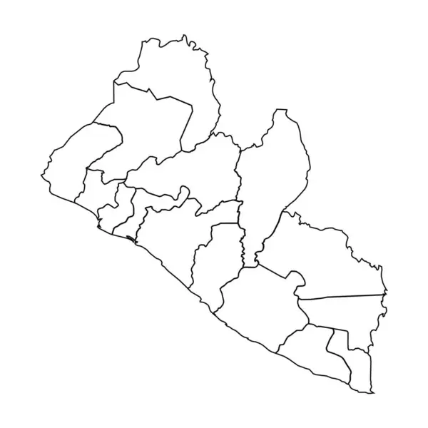 Zarys Mapy Liberii Stanami Miastami — Wektor stockowy