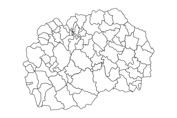 アウトライン マケドニアのスケッチマップ 州と都市 — ストックベクタ