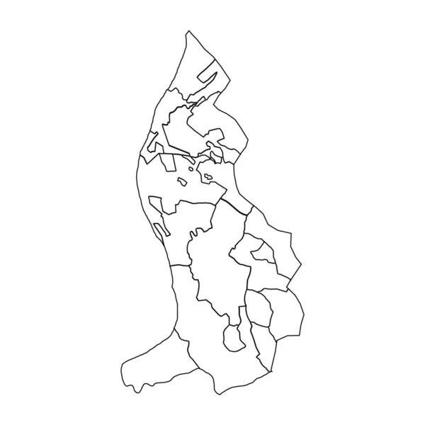Obrys Mapa Lichtenštejnska Státy Městy — Stockový vektor