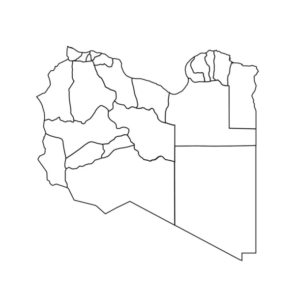 アウトライン スケッチ リビアの国と都市のマップ — ストックベクタ