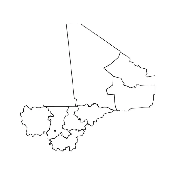 Skizze Einer Karte Von Mali Mit Staaten Und Städten — Stockvektor