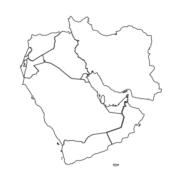 Skizze Einer Karte Des Nahen Ostens Mit Staaten Und Städten — Stockvektor