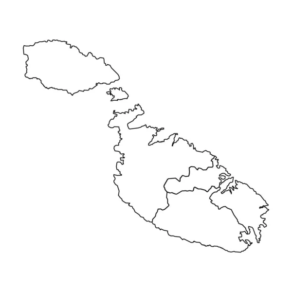 Schéma Carte Malte Avec Les États Les Villes — Image vectorielle