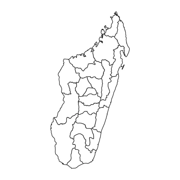 Skizze Einer Karte Madagaskars Mit Staaten Und Städten — Stockvektor