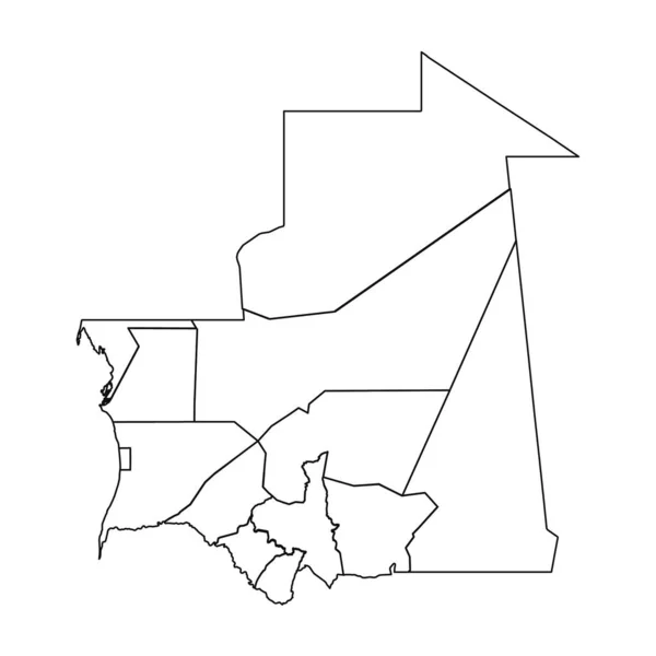 Skizze Einer Karte Von Mauretanien Mit Staaten Und Städten — Stockvektor