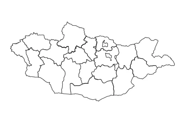 Peta Sketch Luar Mongolia Dengan Negara Dan Kota - Stok Vektor