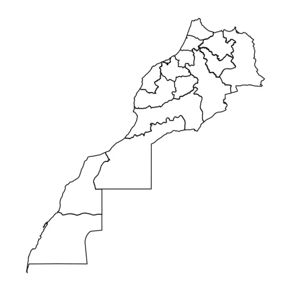 Mapa Esboço Marrocos Com Estados Cidades — Vetor de Stock