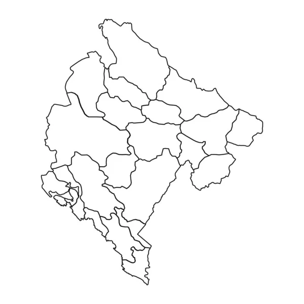 Карта Схема Черногории Государствами Городами — стоковый вектор