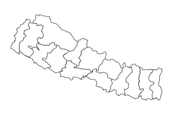 Skizze Einer Karte Nepals Mit Staaten Und Städten — Stockvektor