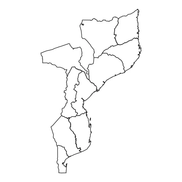 Mapa Esboço Moçambique Com Estados Cidades — Vetor de Stock