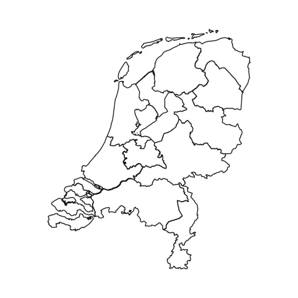 アウトライン オランダのスケッチマップ 国と都市 — ストックベクタ