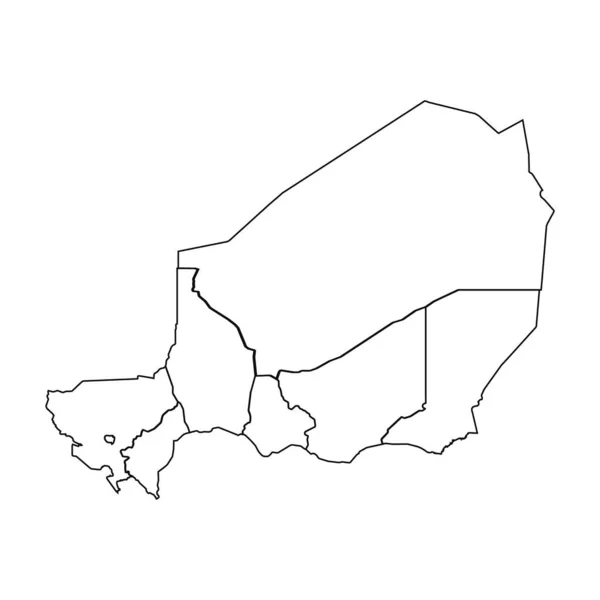 Nijer Devlet Şehirlerle Karalama Haritası — Stok Vektör