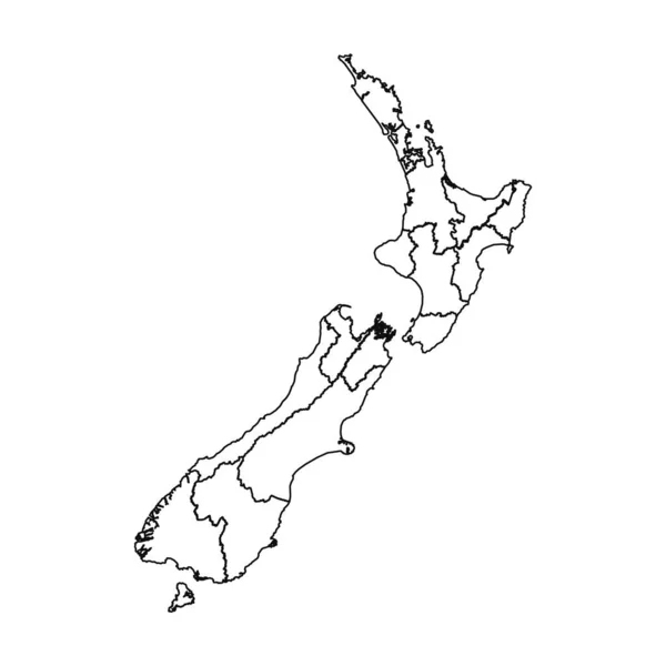Mapa Esboço Nova Zelândia Com Estados Cidades — Vetor de Stock
