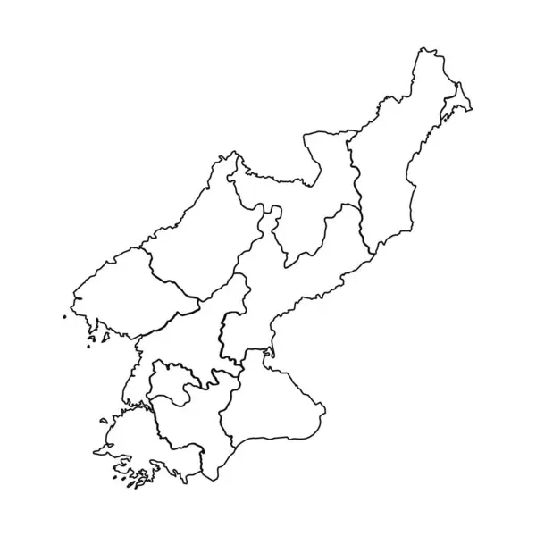 アウトライン 北朝鮮の国と都市のスケッチマップ — ストックベクタ