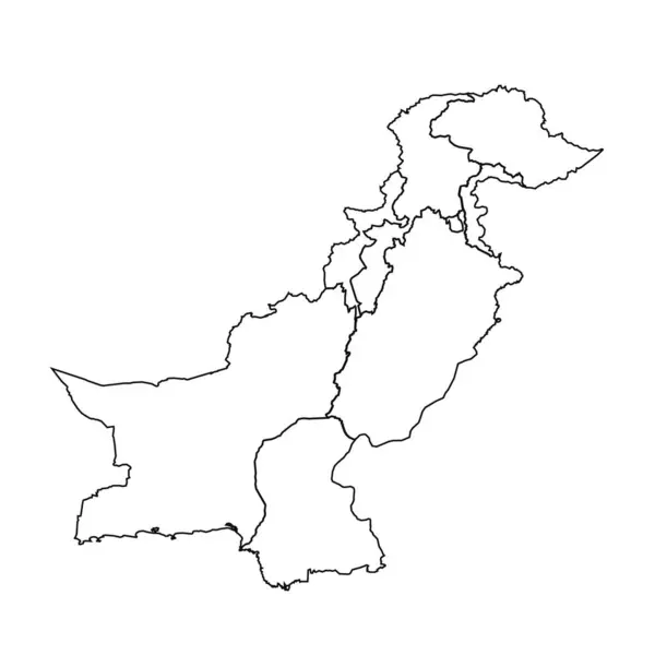 Mapa Esboço Paquistão Com Estados Cidades — Vetor de Stock