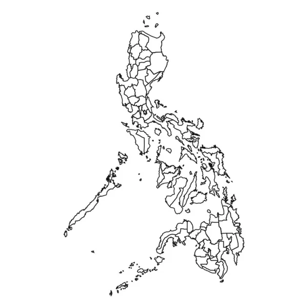 Skiss Karta Över Filippinerna Med Stater Och Städer — Stock vektor