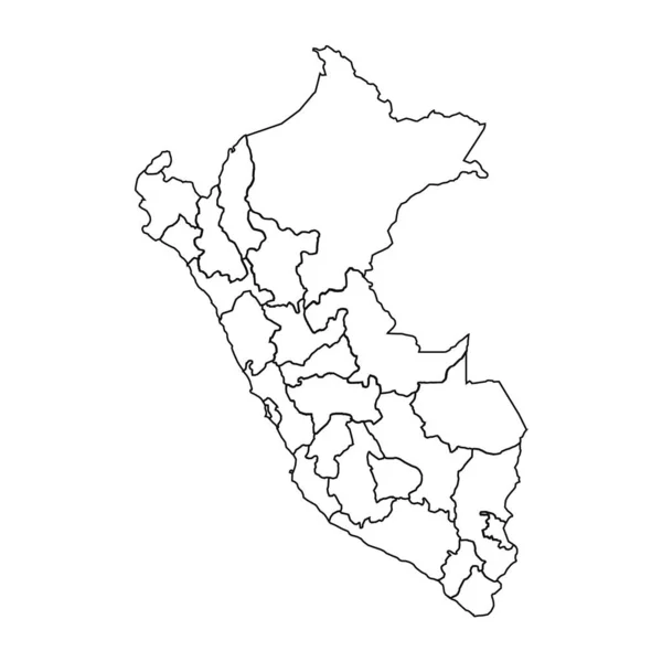 Bosquejo Mapa Del Perú Con Estados Ciudades — Archivo Imágenes Vectoriales