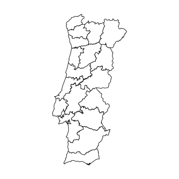 Zarys Mapy Portugalii Stanami Miastami — Wektor stockowy