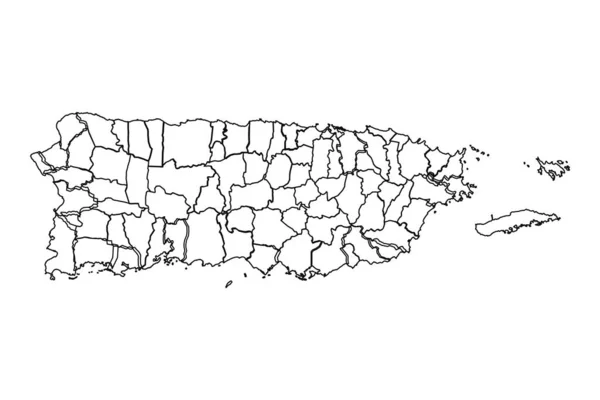 Mapa Esboço Porto Rico Com Estados Cidades —  Vetores de Stock