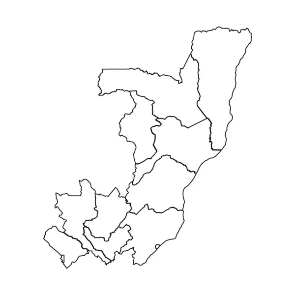 Outline Sketch Map Republic Congo States Cities — Stock Vector