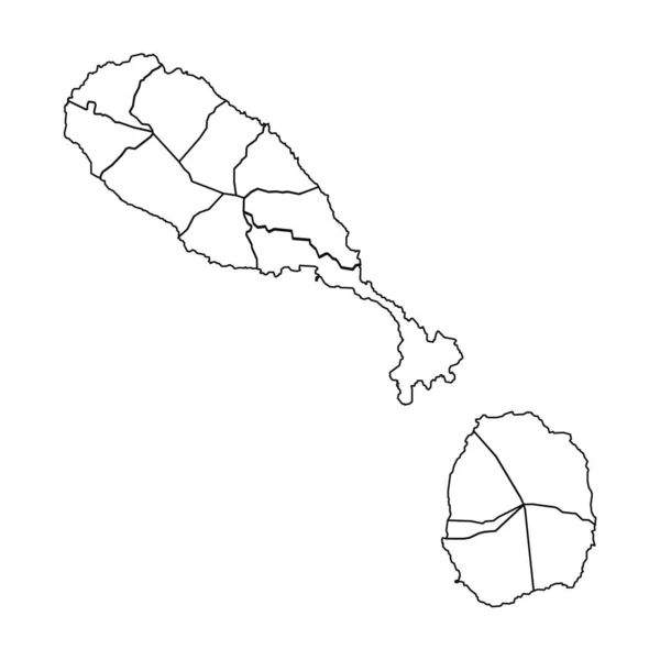 Карта Сент Китса Невиса Штатами Городами — стоковый вектор