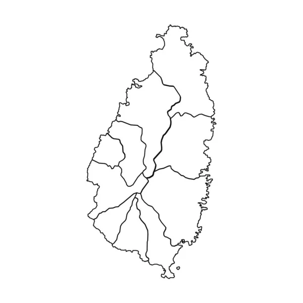 Outline Sketch Mappa Santa Lucia Con Stati Città — Vettoriale Stock