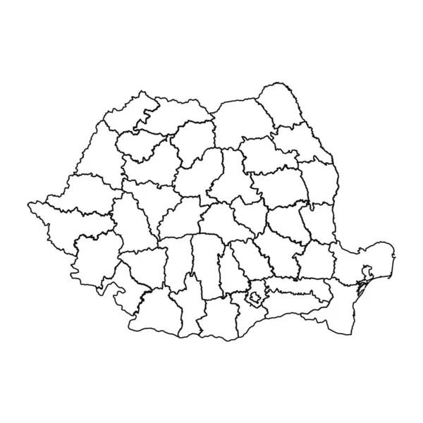 Outline Sketch Mappa Romania Con Stati Città — Vettoriale Stock