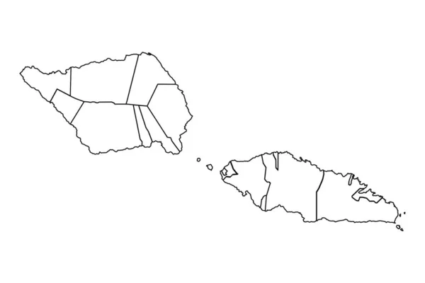 Карта Набросков Самоа Государствами Городами — стоковый вектор