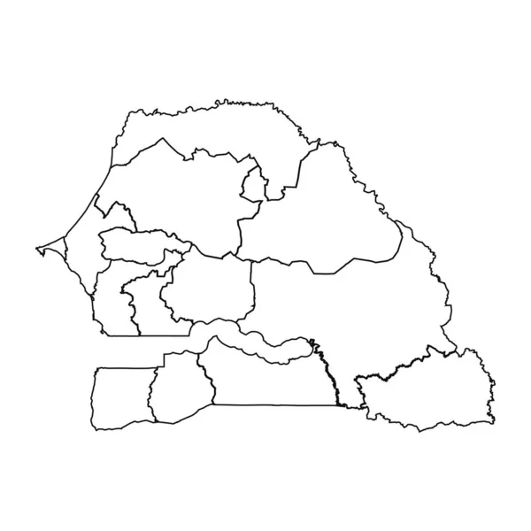 Карта Сенегала Государствами Городами — стоковый вектор