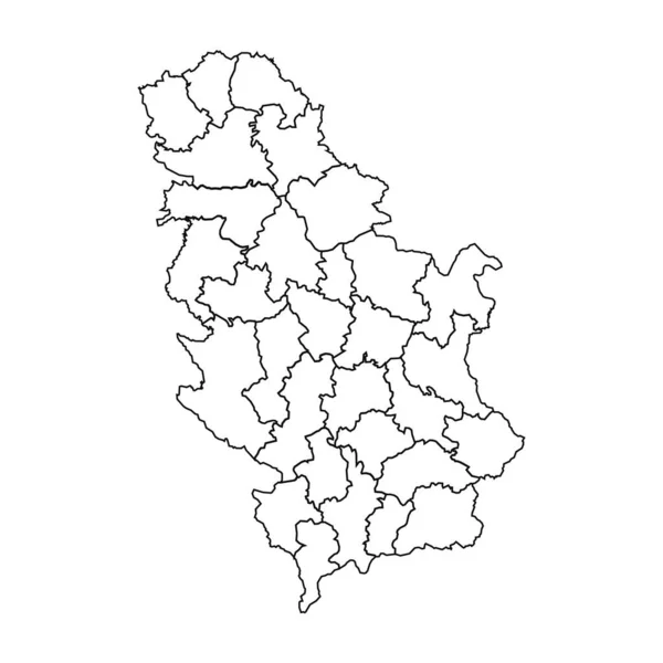 Карта Набросков Сербии Государствами Городами — стоковый вектор