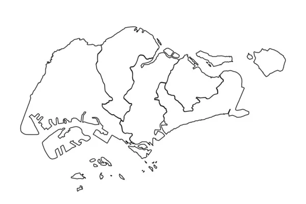Skizze Einer Karte Von Singapur Mit Staaten Und Städten — Stockvektor