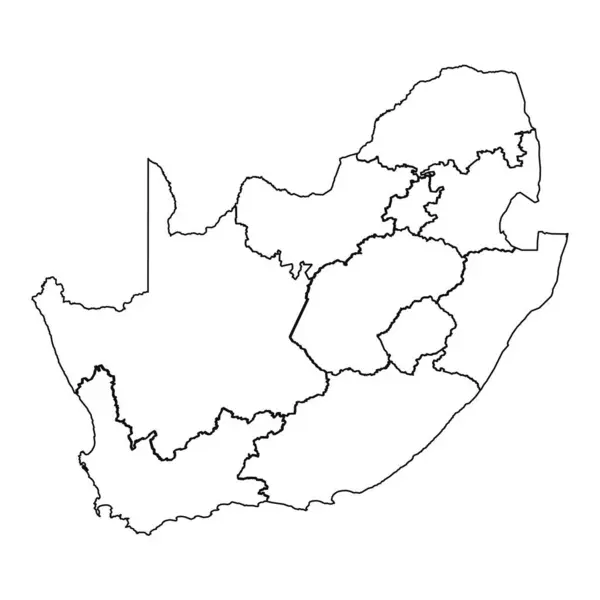 アウトライン 南アフリカの国と都市のスケッチマップ — ストックベクタ