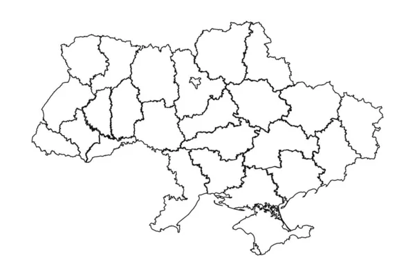 Overzicht Van Kaart Van Oekraïne Met Staten Steden — Stockvector