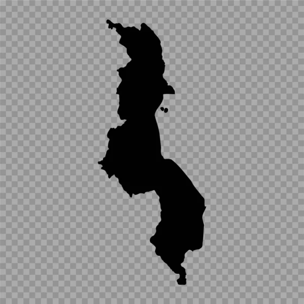 透明な背景マラウイ シンプルなマップ — ストックベクタ