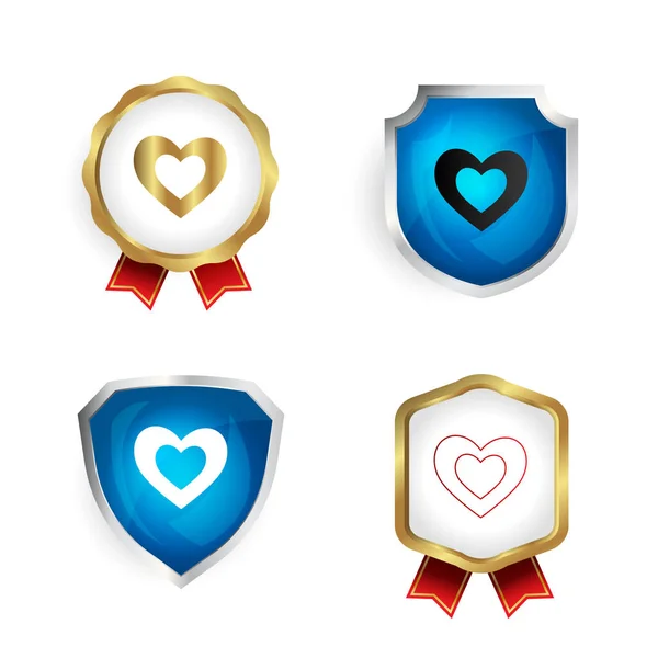 Abstract Creative Heart Badge Label Collection — Stock Vector