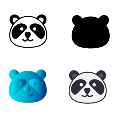 Soyut Düz Panda Baş Siluet Çizimi