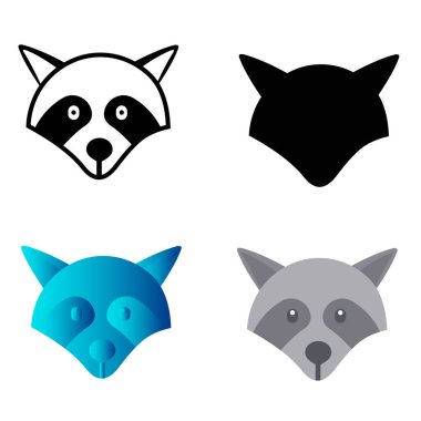 Soyut Düz Rakun Baş Siluet Çizimi