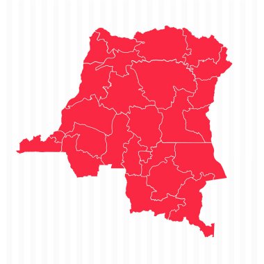 Ayrıntılı Sınırları Olan Demokratik Kongo Cumhuriyeti Haritası