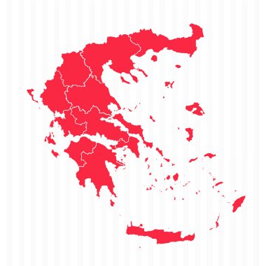 Ayrıntılı Sınırları Olan Yunanistan Devlet Haritası