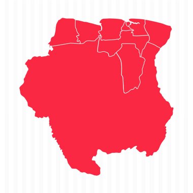 Ayrıntılı Kenarlıklarla Surinam Haritası