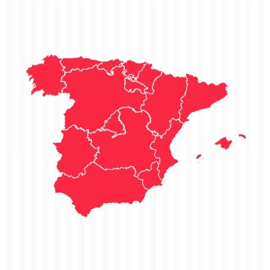 Ayrıntılı Sınırları Olan İspanya Haritası