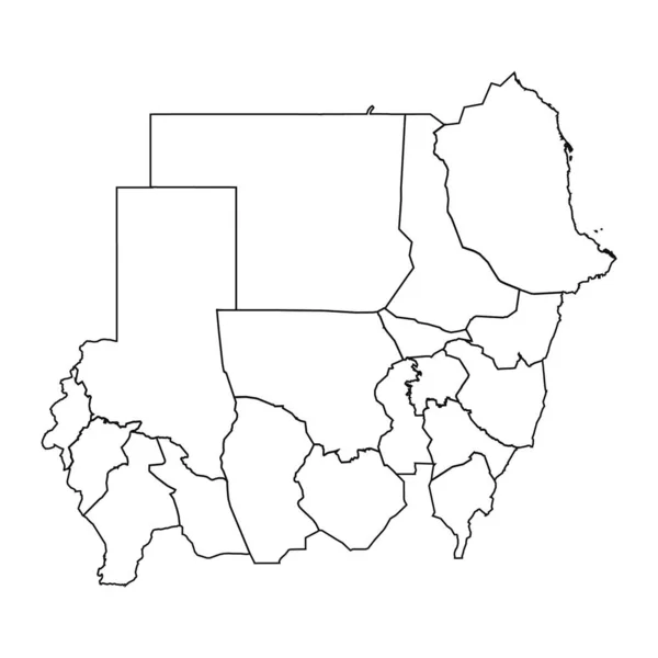 Eyaletleri Şehirleri Olan Sudan Taslak Haritası — Stok Vektör