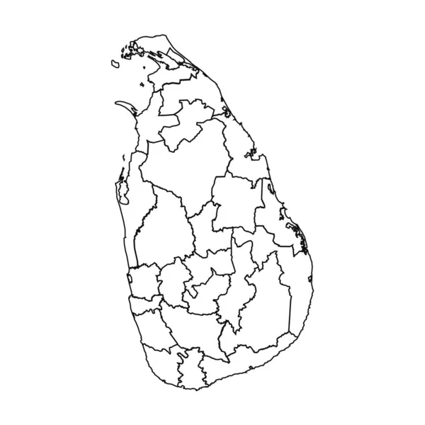 Outline Sketch Mappa Sri Lanka Con Stati Città — Vettoriale Stock