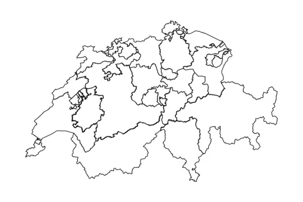 Bosquejo Mapa Suiza Con Estados Ciudades — Vector de stock