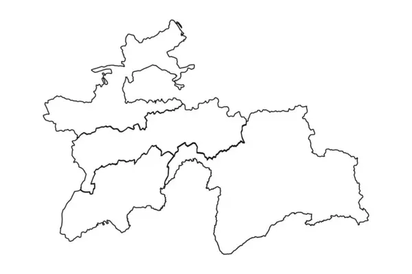Zarys Szkicu Mapa Tadżykistanu Stanami Miastami — Wektor stockowy