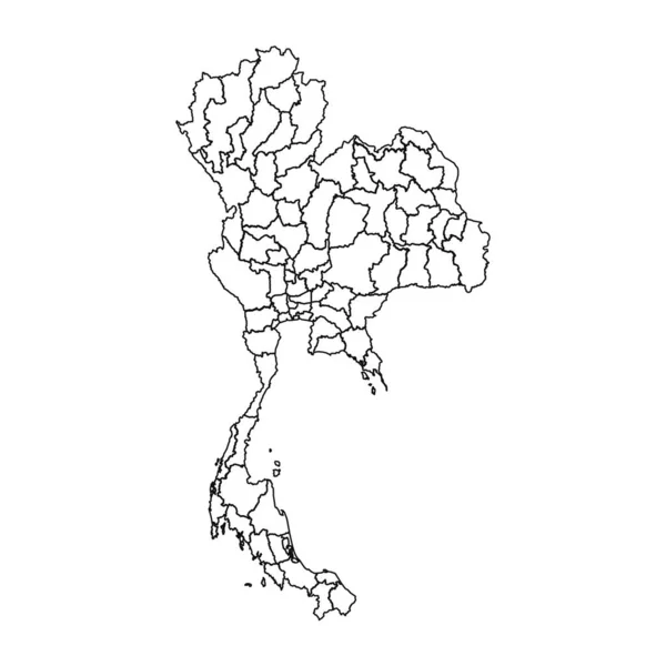 Outline Sketch Mappa Thailandia Con Stati Città — Vettoriale Stock