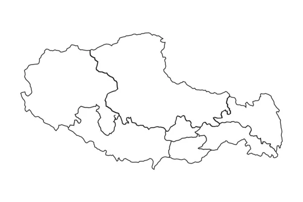 国家と都市とのチベットの概要スケッチマップ — ストックベクタ
