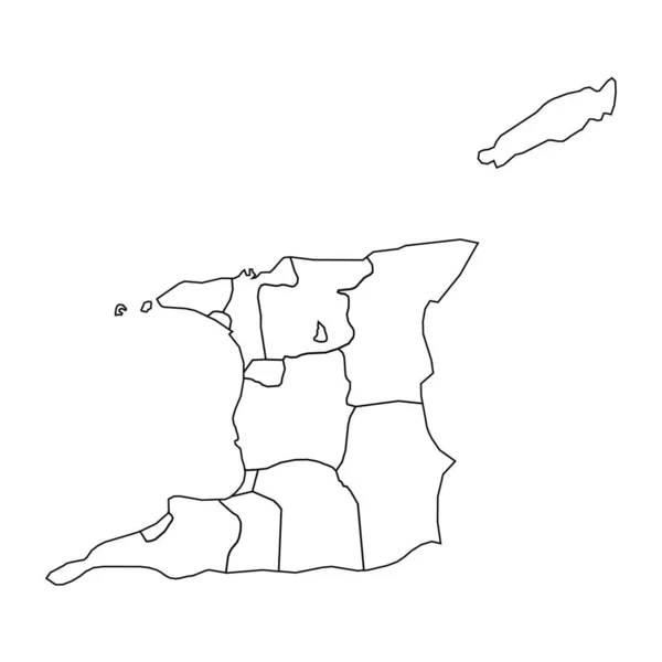 Skizze Karte Von Trinidad Und Tobago Mit Staaten Und Städten — Stockvektor