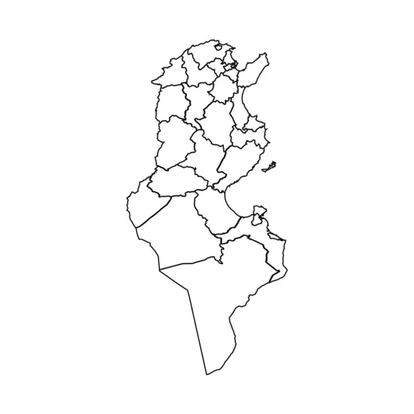 Tunus Devlet Şehirlerle Özet Haritası — Stok Vektör